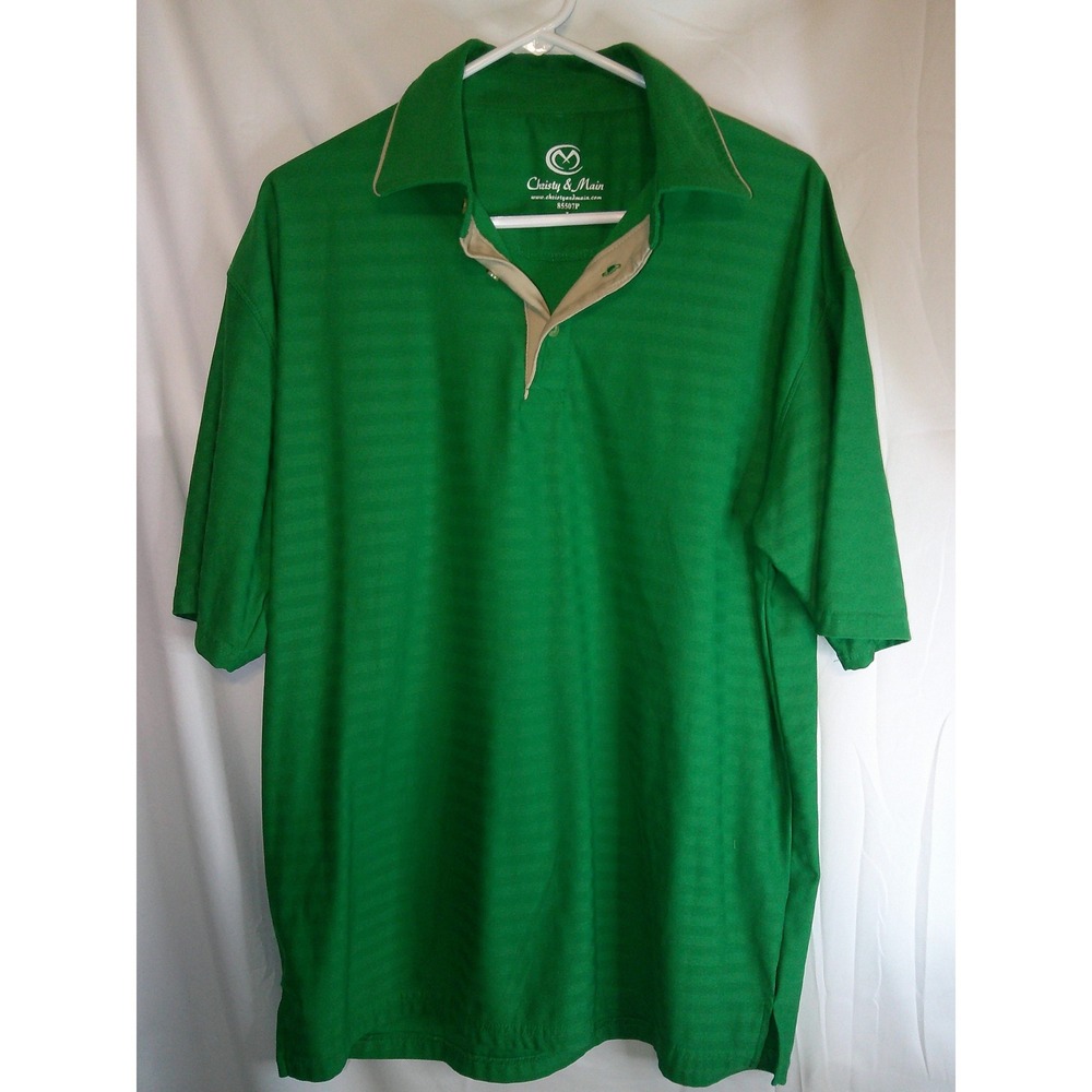 Christy & Main Golf Polo Shirt Striped Short‎ Sleeve Casual Green Mens Large